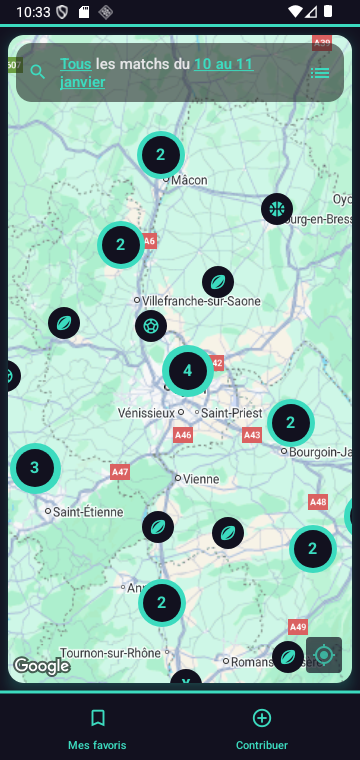 Carte interactive des événements
